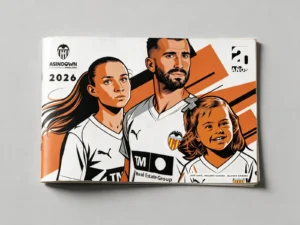 Portada del calendario solidario Asindown y Valencia CF 2026, diseñado por Creatias Estudio