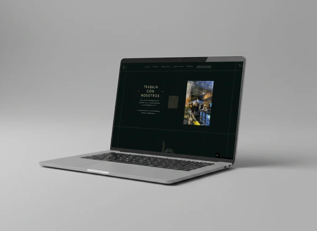 Mockup en portátil de la sección Trabaja con nosotros de la web de Ristorante La Pizza, diseñada por Creatias Estudio