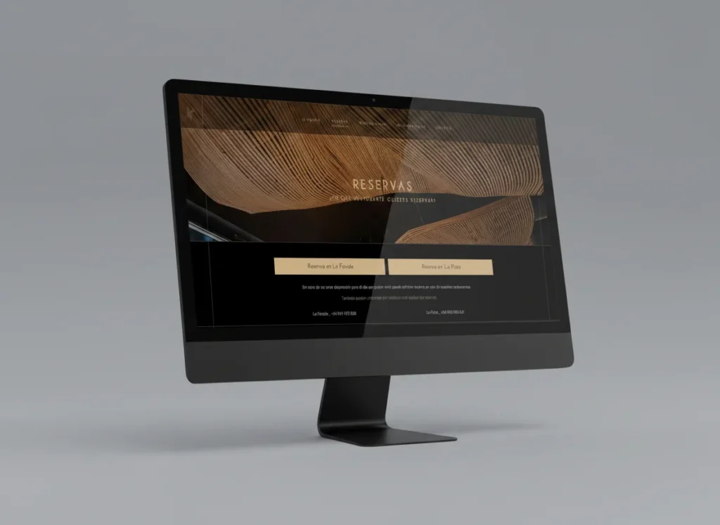 Mockup en escritorio de la página de reservas de la web de Ristorante Le Favole, diseñada por Creatias Estudio