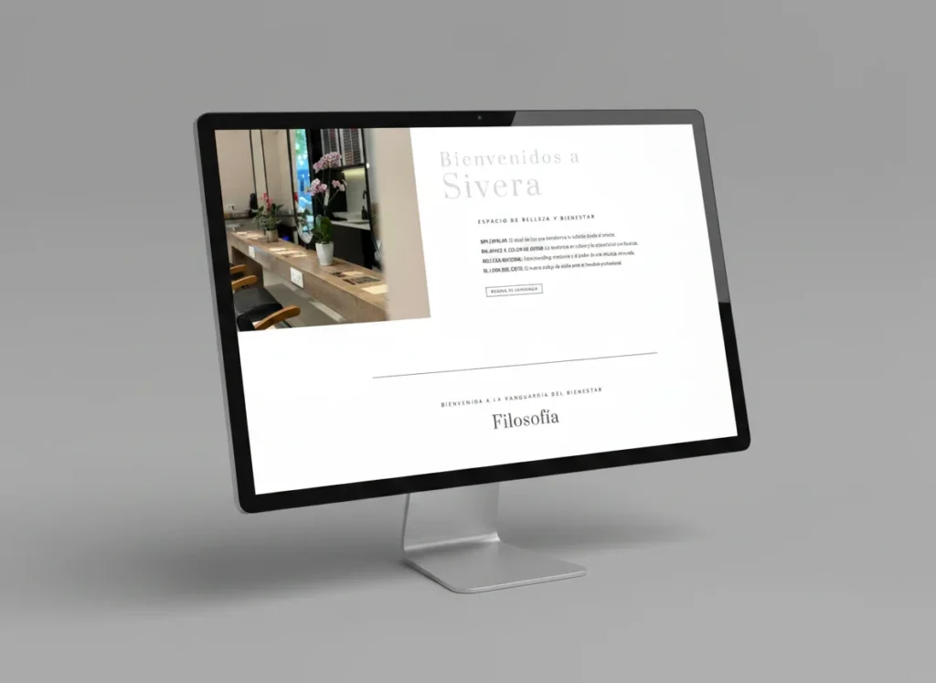 Mockup en escritorio de la sección de filosofía de la web de Sivera Belleza, diseñada por Creatias Estudio