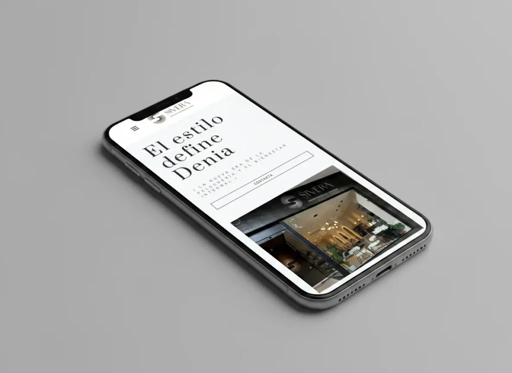 Mockup móvil de la portada de la web de Sivera Belleza, diseñada por Creatias Estudio