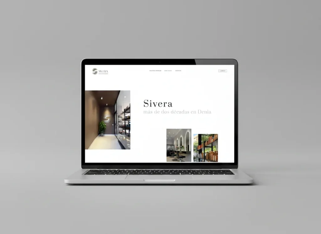 Mockup en portátil de la sección de historia de la web de Sivera Belleza, diseñada por Creatias Estudio