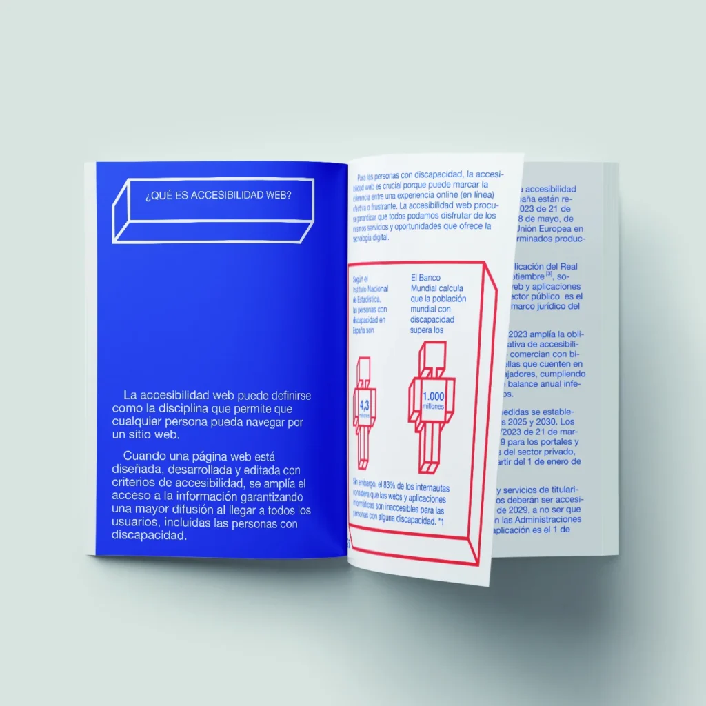 Interior de la Guía Básica de Accesibilidad Web de la colección DICATIC, diseñado por Creatias Estudio