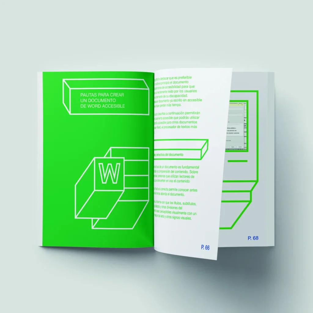 Interior de la Guía Básica para Crear Documentos Accesibles de la colección DICATIC, diseñado por Creatias Estudio