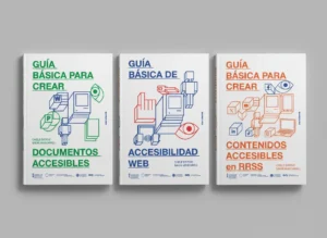 Diseño editorial de la colección de guías DICATIC sobre accesibilidad digital, diseñado por Creatias Estudio