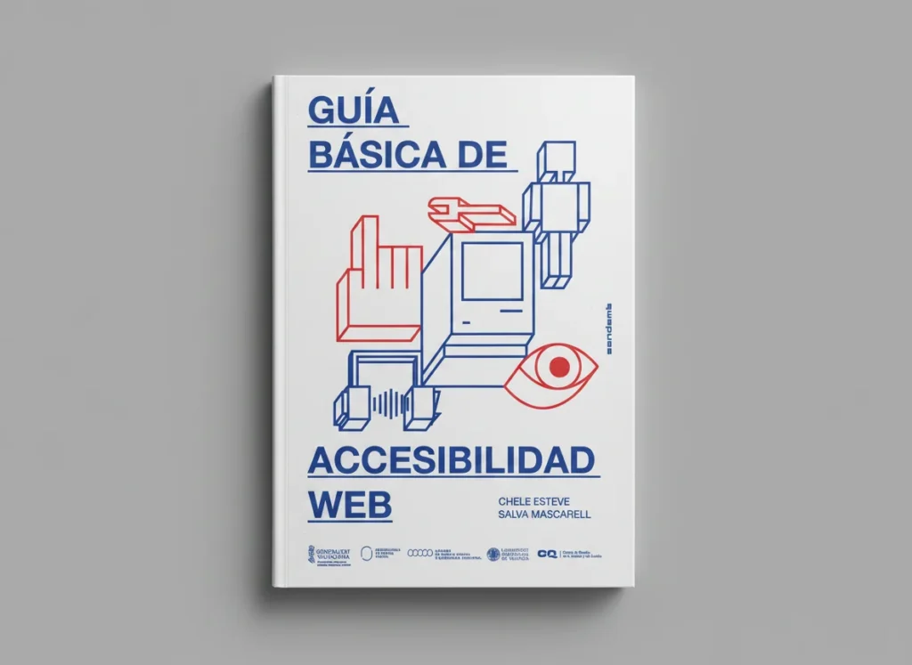 Cubierta de la Guía Básica de Accesibilidad Web de la colección DICATIC, diseñado por Creatias Estudio