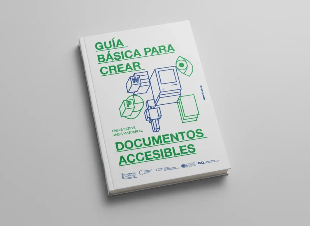Cubierta de la Guía Básica para Crear Documentos Accesibles de la colección DICATIC, diseñado por Creatias Estudio