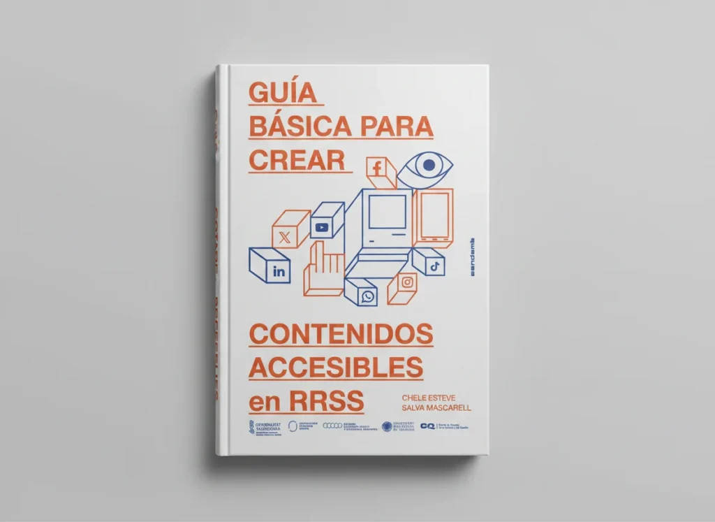 Cubierta de la Guía Básica para Crear Contenidos Accesibles en Redes Sociales de la colección DICATIC, diseñado por Creatias Estudio