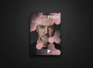 Cartel del ciclo cultural de la palabra Foco Abierto del Teatre Flumen, diseñado por Creatias Estudio