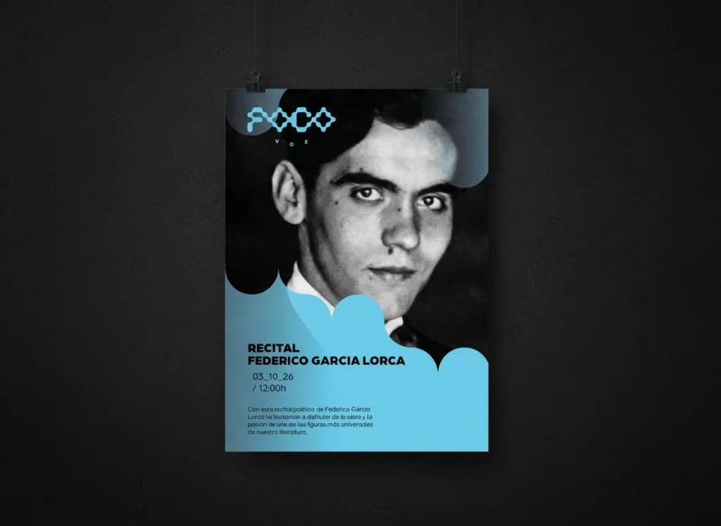 Cartel del recital de Federico García Lorca en Foco Abierto del Teatre Flumen, diseñado por Creatias Estudio
