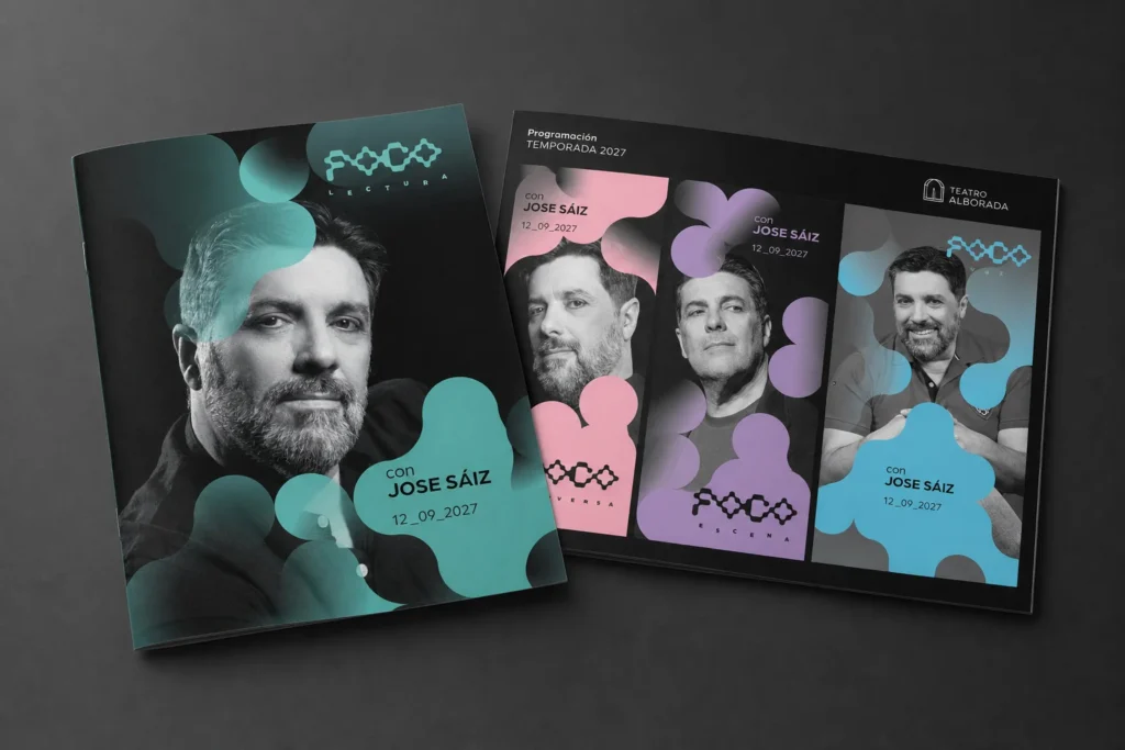 Cubierta del libreto de programación de Foco Abierto del Teatre Flumen, diseñado por Creatias Estudio